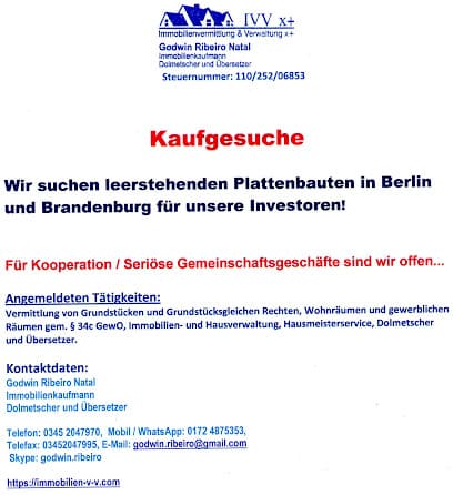 Immobilienvermittlung und Verwaltung x+, Gebäudereinigung GW x+